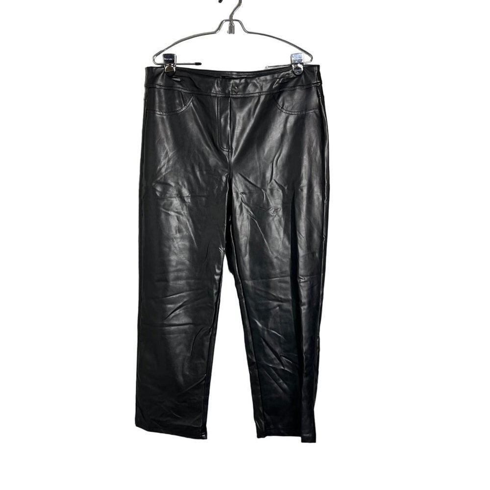 Laundry by Shelli Segal Black Faux Leather Crop Ankle Pants Sz XL Pull On NWT